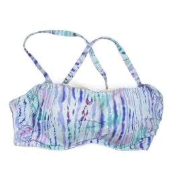 Shade & Shore Women’s Bikini Top Light Lift Tie Back Purple & Blue 32B - Picture 1 of 8